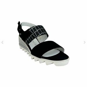 Di Chenzo Black Leather Lined Wedge Sandal - Size 38.5 (US 8.5) NWOT